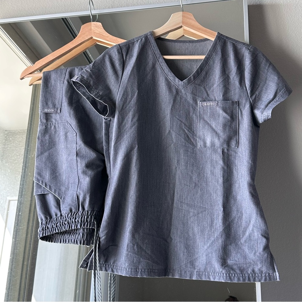 Jaanuu Heather Grey Scrub Set